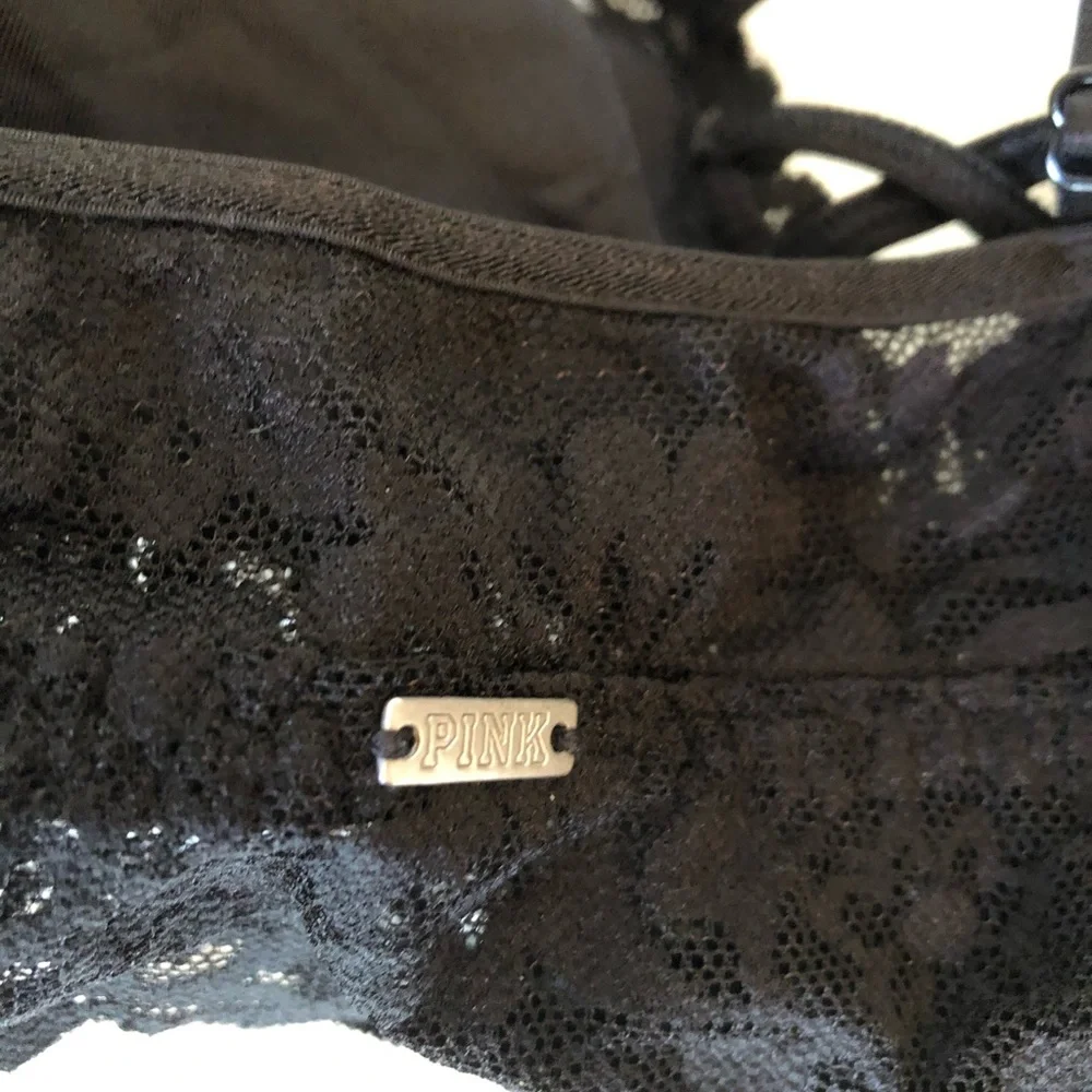Romantic PINK Victoria Secret black lace bralette